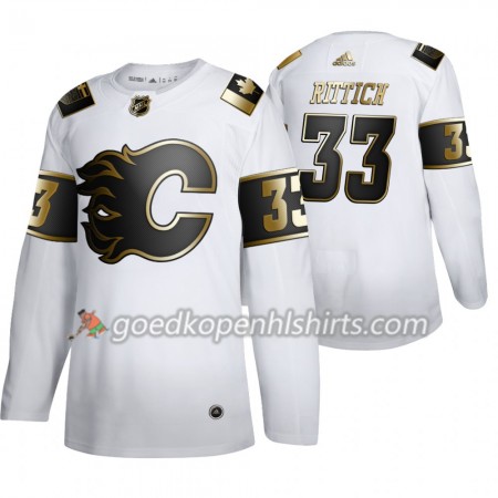 Calgary Flames David Rittich 33 Adidas 2019-2020 Golden Edition Wit Authentic Shirt - Mannen